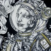 Cosmonauta do brinco de Pérola . Traditional illustration, Fine Arts, and Painting project by Moury Moury - 09.14.2025