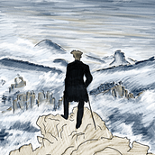 Der Wanderer y el Mar de Nubes . Un proyecto de Dibujo, Dibujo digital y Paisajismo de _sofie_ - 14.09.2025