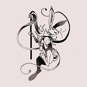 Jester bunny blackwork design. Un progetto di Disegno digitale, Illustrazione digitale, Disegno e Design di tatuaggi di Anaé Monique McFarland - 15.09.2025