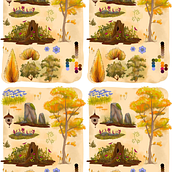 Elementos de Jardim. Ilustração digital, Desenho digital, Pintura digital, Comic e Ilustração naturalista projeto de adaniellycosta - 17.09.2025