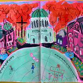 Mohács Main Square. Esboçado, Desenho, Ilustração tradicional, Ilustração arquitetônica, Sketchbook, e Pintura guache projeto de Andi Nara - 20.09.2025