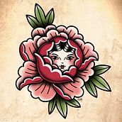 Peonía con rostro femenino- Tradicional  Ein Projekt aus dem Bereich Digitale Illustration, Zeichnung und Tattoodesign von Cler - 21.09.2025