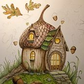 Maison gland à l'aquarelle. Projekt z dziedziny Malowanie akwarelą użytkownika Emilie Blanchard - 22.09.2025