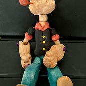 Marioneta de Popeye. Un proyecto de Escultura, Diseño de juguetes, Cómic, Creatividad, Modelado 3D, Art toy y Carpintería de Javier Sinta - 22.09.2025