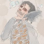 La muerte soplando burbujas. Un proyecto de Ilustración digital, Pintura digital, Dibujo digital y Pintura a la acuarela de Ana Espriella - 24.09.2025