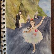 The Star - Dancer on the Stage. The original is made by Edgar Degas . Ilustrasi tradisional, Lukisan Cat Air, Gambar Pensil, Dan Gambar Pensil Berwarna proyek oleh Famke - 09.25.2025