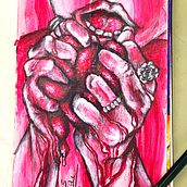 Sketchbook: Manos cogiendo fresas . % Yasmín Torres Cortés tarafından hazırlanan Tablo, Çizim, Yaratıcılık, Ve Eskiz defteri projesi - 09.27.2025