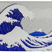 La gran ola reciclada: Kanagawa renace en plástico . Kreativitas, Kolase & Ilustrasi tradisional proyek oleh Rosa Montesa Reciclado Creativo - 09.30.2025