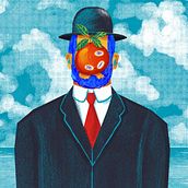 Il figlio del mandarino: una reinterpretazione caraibica di Magritte. Un progetto di Illustrazione digitale di jhon david ramirez arroyo - 01.10.2025