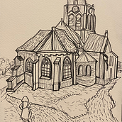Iglesia de Auvers. Un proyecto de Dibujo de Mariana Fernández - 01.10.2025