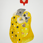 Le baiser. Un projet de Collage, Illustration traditionnelle et Illustration éditoriale de Larissa Tófani - 01.10.2025