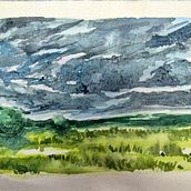 Murky gloomy sky . Artes plásticas, Pintura, e Pintura em aquarela projeto de Sagarika I - 04.10.2025
