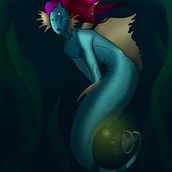 Ilustración diosa ceto 🫧. Ilustração tradicional, Ilustração digital, e Pintura digital projeto de Pau Cambré - 10.10.2025