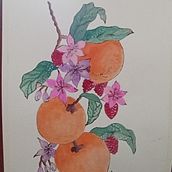 Naranjas y frambuesas Ein Projekt aus dem Bereich Malerei mit Acr, l, Traditionelle Illustration, Botanische Illustration, Zeichnen mit Buntstiften und Illustration mit Tinte von Concepción Gallardo Florido - 10.10.2025