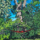 hangmat tussen bladeren. Un proyecto de Pintura gouache, Pintura, Bellas Artes e Ilustración naturalista				 de cjd80 - 14.10.2025