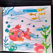 PEZ LIBRE. Un proyecto de Bocetado, Creatividad, Dibujo, Ilustración tradicional, Pintura a la acuarela y Sketchbook de Jazmin Berenice Castelan Sanagustin - 16.10.2025