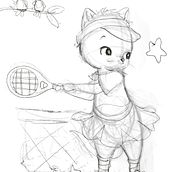 Jugando al tenis con estrellas. Un projet de Conception de personnages, Illustration jeunesse, Dessin, Dessin au cra , et on de Maria Paniagua - 21.10.2025