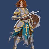Allana, the paladin . Design de caractere, Artă conceptuală, Desen digital, Ilustrație digitală, Pictură digitală & Ilustrație tradițională de Matheus Argento - 10.25.2025