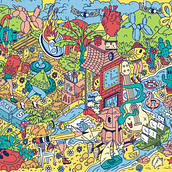 La spiaggia di Ina . Un progetto di Illustrazione digitale e Illustrazione vettoriale di Andreina Hernandez - 26.10.2025