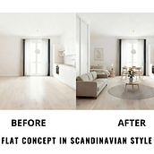 Flat concept in scandinavian style Ein Projekt aus dem Bereich 3D-, Motion-Design mit KI, KI-Inhaltserstellung, KI-Design, ChatGPT, Innendesign und Workflow Automation von Kristýna Hrášková - 29.10.2025