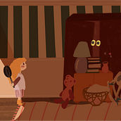 There is a monster in my closet. Een project van Ontwerp van personages, Beeldende kunst, Schrijven, Tekening, Digitale illustratie, Kinderillustratie, Creatief schrijven, Kinderliteratuur, Content schrijven y Prentenboeken van Nea Koivumaa - 01.11.2025
