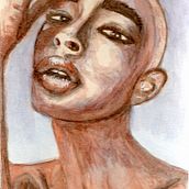 RETRATO DE UMA MODELO AFRO-DESCENDENTE. Fine Arts, Portrait Drawing, Painting, and Watercolor Painting project by José Roberto Almeida - 11.02.2025