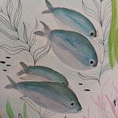 Un banco de peces. Een project van Traditionele illustratie, Naturalistische illustratie, Schilderij y Aquarelschilderen van javramirez1603 - 04.11.2025