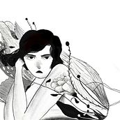 A girl with flowers. Projekt z dziedziny Portret, R, sunek c, frow, Trad, c, jna ilustracja, Ilustracja c, frowa,  R i sunek użytkownika velislava_suich - 16.11.2025