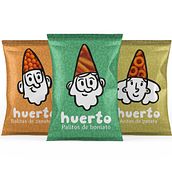 Huerto: snacks saludables. Projekt z dziedziny Projektowanie opakowań, Projektowanie graficzne, Projektowanie logot, pów, Br, ing i ident i fikacja wizualna użytkownika Irene Cantero Moreno - 16.11.2025