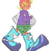 Space boy delivers newspapper. Projekt z dziedziny Projektowanie postaci, Trad, c, jna ilustracja, Ilustracja c, frowa, Ilustracje dla dzieci i Narracja użytkownika Juliana Enes - 21.11.2025