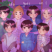 Life Goes On, BTS - Treball Personal . Ilustrație digitală, Desen și Design grafic de Paula Romero Prian - 11.24.2025