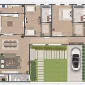 Casa moderna para 4. Interior Design, Interior Architecture, Interior Decoration, and Spatial Design project by albertina_zeni - 11.25.2025