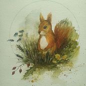 Squirrel for a little boy . Pintura em aquarela projeto de Aga - 26.11.2025