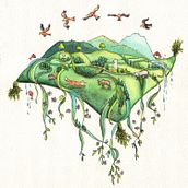 Illustration of a dreamy landscape. Projekt z dziedziny Trad, c, jna ilustracja i Malowanie akwarelą użytkownika jutta_loeffler - 29.11.2025