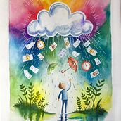 Saat hujan, turunnya deras sekali. . Ilustrasi tradisional, Menggambar, Dan Gambar Pensil Berwarna proyek oleh Corine - 12.11.2025