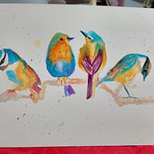 Pájaros en rama . Un projet de Illustration traditionnelle, Aquarelle, Dessin réaliste et Illustration naturaliste de Angelica Barrera - 13.12.2025