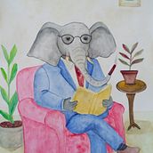The Distinguished Elephant Boubou Ein Projekt aus dem Bereich Design von Figuren, Malerei, Zeichnung, Aquarellmalerei und Kinderillustration von Caroline Alam - 16.12.2025