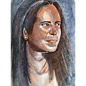 Autorretrato. Fine Arts, Portrait Drawing, Painting, and Watercolor Painting project by tataacevedo - 12.22.2025