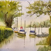 BOAT WATERCOLOR. Painting, Watercolor Painting, and Naturalistic Illustration project by Walaii Mac - 12.28.2025