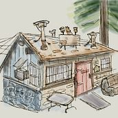 Wood cabin sketch on procreate  Ein Projekt aus dem Bereich Architektonische Illustration, Zeichnung, Illustration mit Tinte, Sketchbook und Skizzenentwurf von lcz_2 - 07.01.2026