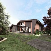 Modern Stone & Wood Villa | Architectural Visualization. Un proyecto de Modelado 3D, Diseño y Arquitectura de Render Atölyesi - 12.01.2026