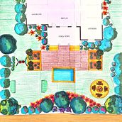 Devi family home garden design by Maria Romero design.. Een project van  Architecturale illustratie, Interieurontwerp, L, scaping y Ruimtelijk ontwerp van Maria Romero - 13.01.2026