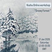 Online Sumi-e workshop "Snowy Forest" . % Koshu (Akemi Lucas) tarafından hazırlanan Sanat ve El Sanatları, Güzel sanatlar, Sulubo, a Resim, Mürekkep İllüstras, onu, Ve Çizim projesi - 01.14.2026
