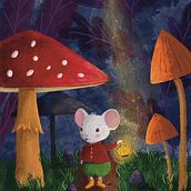Mouse in a magical mushroom forest . % Ana Kuzmanović tarafından hazırlanan Çocuk İllüstras, onu, Dijital İllüstras, on, Dijital Bo, ama, Ve Resimli kitap projesi - 01.17.2026