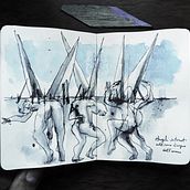 architettura e angeli di risalita. Drawing, Painting, Watercolor Painting, Sketchbook, Architecture, Artistic Drawing, Architectural Illustration, and Gouache Painting project by Claudio Patanè - 01.24.2026