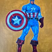 Captain America . Ilustrasi tradisional, Desain Karakter, Lukisan, Komik, Dan Lukisan Akrilik proyek oleh Ingo Bothmann - 01.25.2026