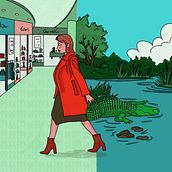 Jacaré que dorme vira bolsa de madame.. Ilustração digital projeto de Luzia Kühlewein van Husen - 25.01.2026