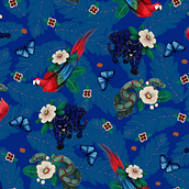 Estampa Realeza Encantada. Graphic Design, Traditional illustration, Pattern Design, Botanical Illustration, Fashion Design, Product Design, and Digital Painting project by Tai Yawara - 01.26.2026