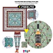 Illustrative Pattern Design SCARF - Studio STiC . Printing, Traditional illustration, Vector Illustration, and Pattern Design project by Wendy De Cicco - 01.27.2026