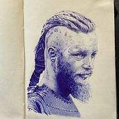 Ragnar boli sobre papel. Drawing, Artistic Drawing, Portrait Drawing, Realistic Drawing, and Traditional illustration project by sebastian martinez moreno - 01.28.2026
